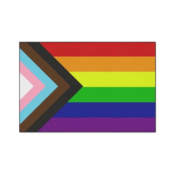 Progress Pride Flag Floor Mat Progressive Rainbow Entryway Rug LGBTQ Pride Home Decor