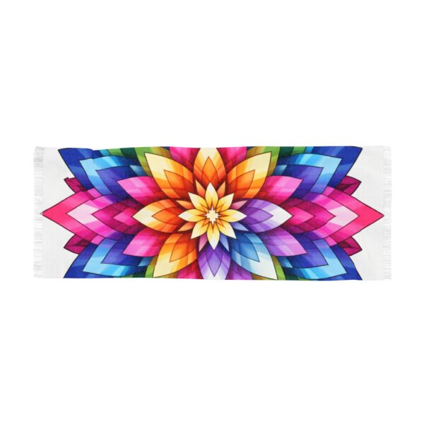 Rainbow Mandala Pashmina Scarf | Lightweight Pride Festival Shawl with Fringe