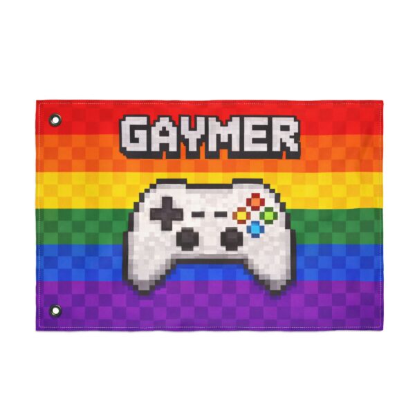 Gaymer Pride Flag Double Sided 3x5 | Rainbow Controller 8 Bit Queer Gamer Flag