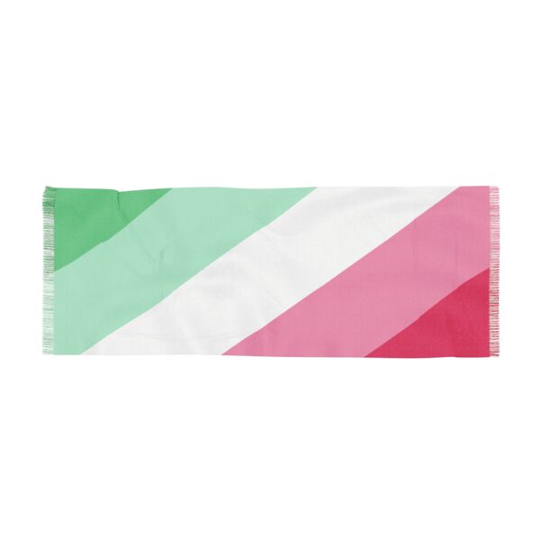Abrosexual Pride Festival Pashmina Scarf with Diagonal Pastel Stripes & Fringe | Mint Pink White Shawl