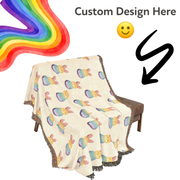 Custom Pattern Woven Pride Blanket – Reversible Cozy Throw for Kids & Home Décor