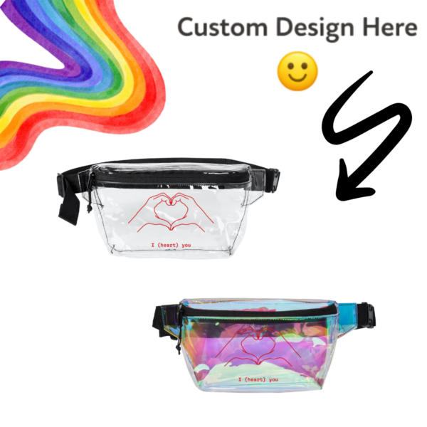 Clear Custom Personalizable Rave Unicorn Fanny Pack — Holographic Transparent Festival Belt Bag