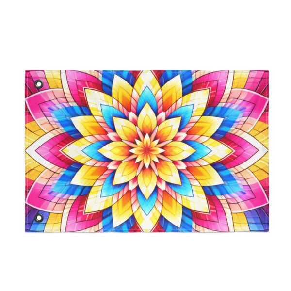 Pansexual Pride Mandala Art Flag 3x5 | Colorful Pink Yellow Blue Flower Double-Sided 3x5 Banner