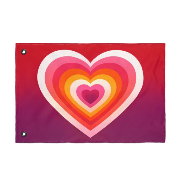 Y2K Retro Lesbian Pride Stacked Heart Flag 3x5 Double Sided Indoor Outdoor With Grommets