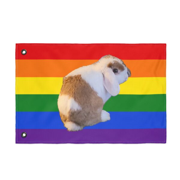 Rainbow Pride Bunny 3x5 Flag | Double Sided LGBTQ Rabbit Decor | Pride Garden Flag