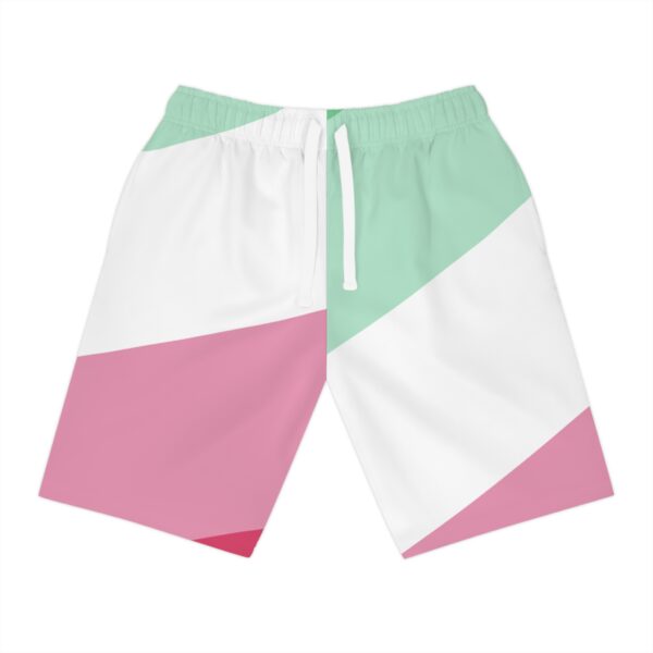 Abrosexual Pride Color Block Athletic Shorts | Mint Green Pink White Moisture-Wicking Shorts