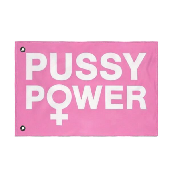 Pussy Power Feminist Pride Flag 3x5 Double Sided Pink White Protest Banner for Womens Rights Lesbian Decor