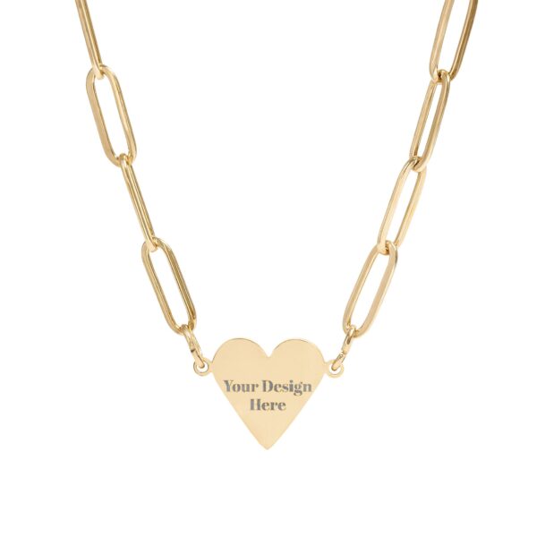 Engravable Custom Paperclip Heart Necklace — Personalized Heart Pendant Chain