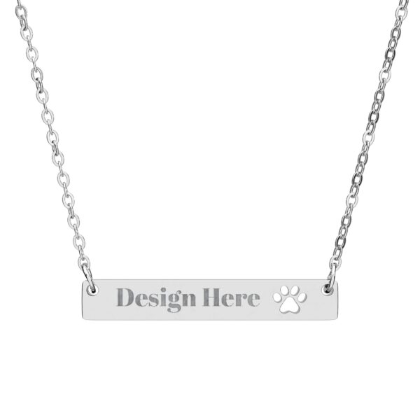 Engravable Paw Cutout Bar Necklace — Personalized Pet Memorial Jewelry