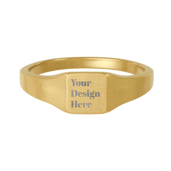 Engravable Square Signet Ring — Custom Stainless Steel Personalized Jewelry