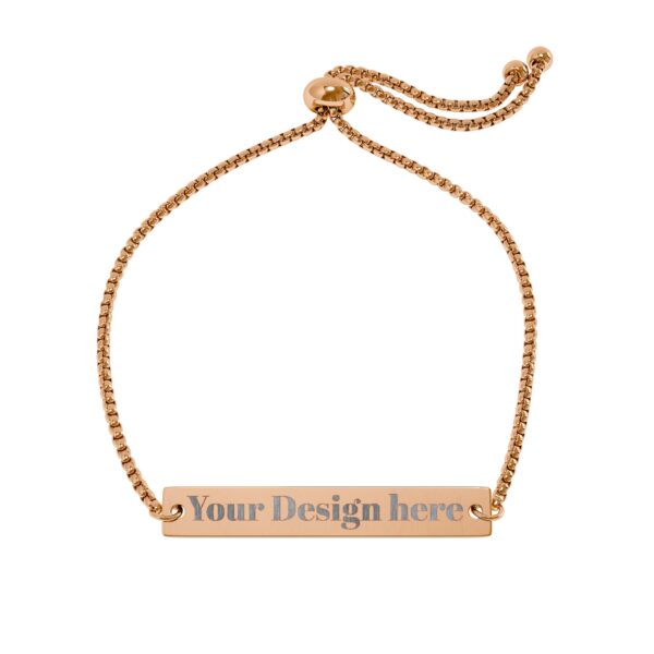 Engravable Custom Flat Bar Bracelet — Adjustable Personalized Nameplate