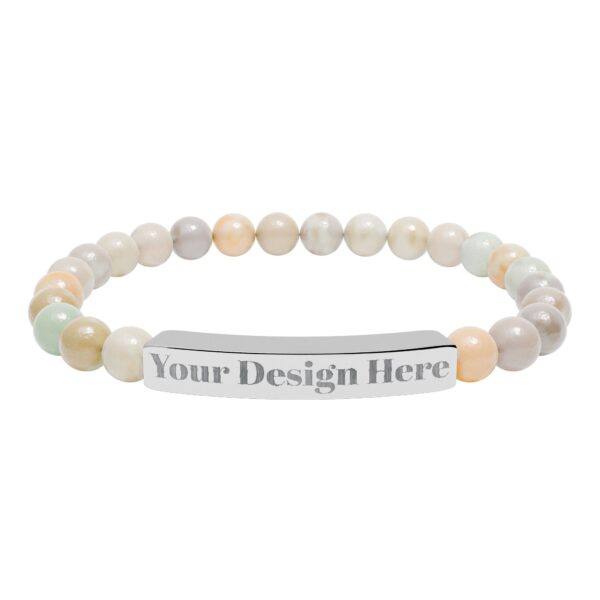 Engravable Custom Natural Stone Stretch Bar Bracelet — Personalized Beaded Bracelet