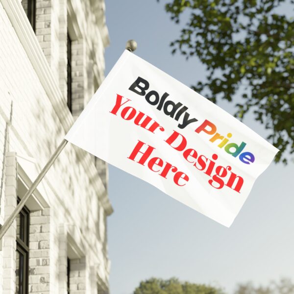 Custom 3x5 flag with pole sleeve that slides over the flagpole, fully personalizable with your own text or design