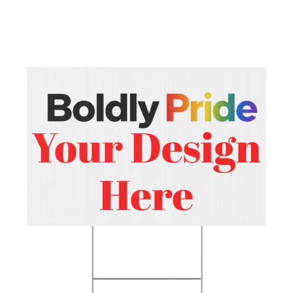 Custom personalizable plastic protest yard sign on green lawn, double‑sided corrugated design