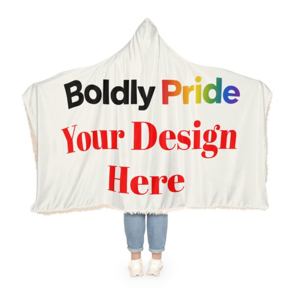 Blank snuggle blanket laid out flat with the words “Your Design Here” printed in the center to show the customizable print area.